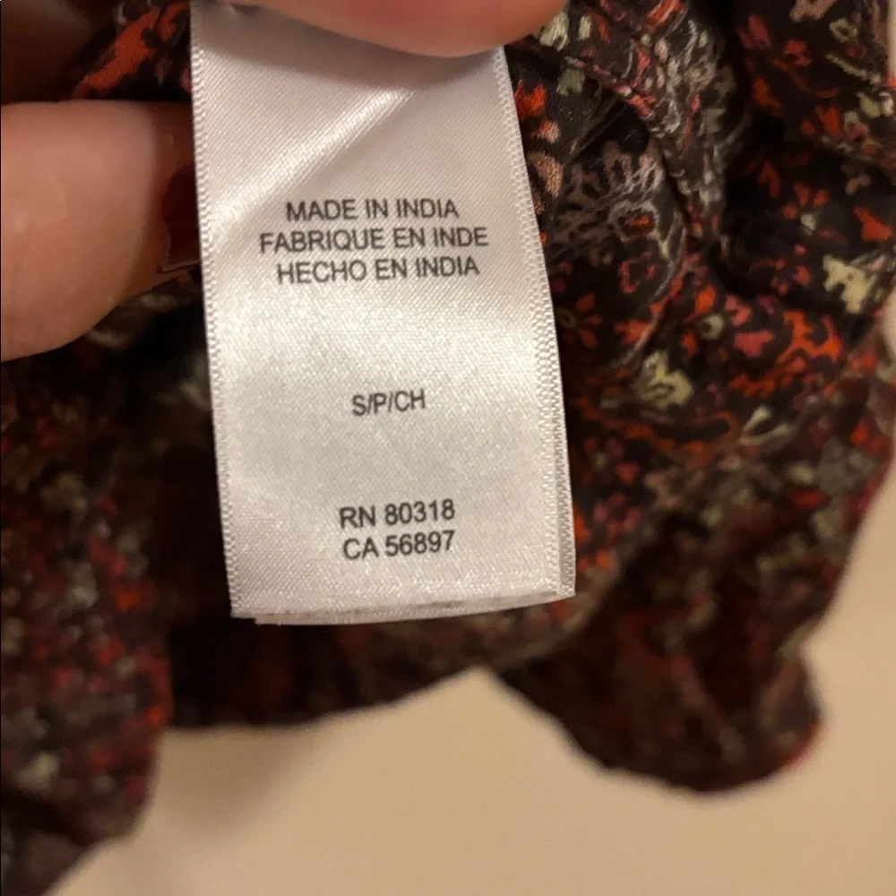 Lucky Brand smocked Paisley Blouse - Brown and Red - Picture 3 of 8